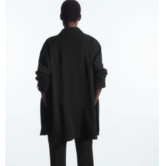 COS Oversized Black Draped Double-Breasted Blazer - Size Small/Medium/Large - Picture 3 of 12